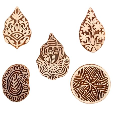 Set of 5 Piece New Mix Wooden Printing Block